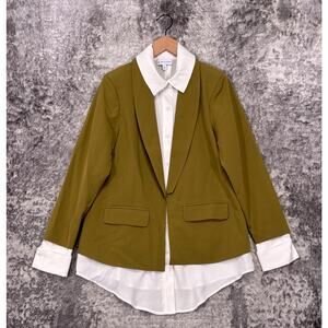 New Stacy London Blazer Small Womens Green Twofer Layered Jacket